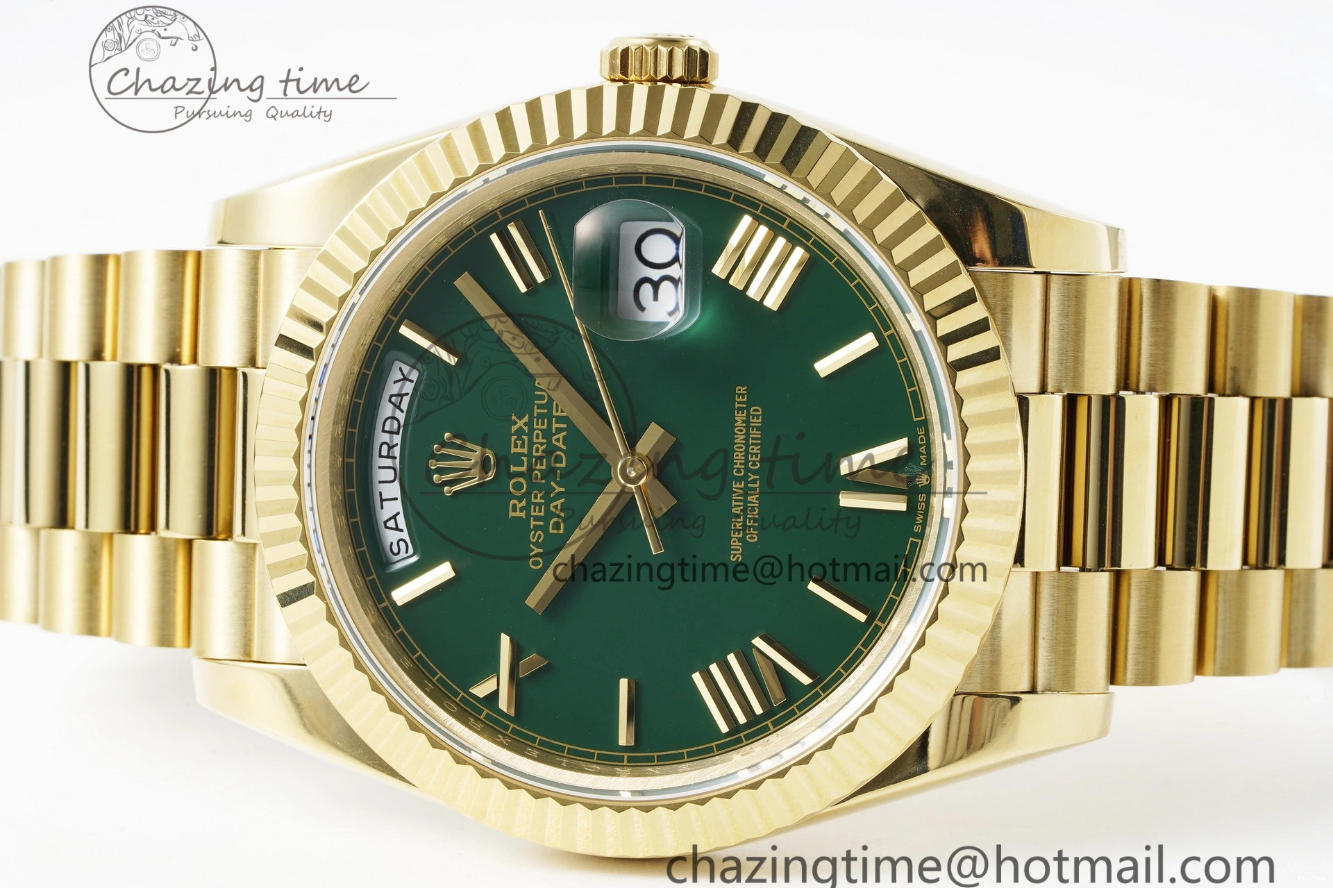 MiroTime 1229 Day Date 40 228238 YG JDF 1:1 Best Edition Green Dial on YG Bracelet VR EyeCatching 2245